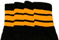 22” KNEE HIGH WHITE tube socks with GOLD/BLACK stripes style 3 22-83 