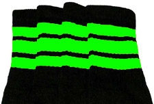 Black Retro Shorts w/green Trim & black kneehigh socks w/neon green stripes Sm 