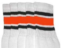 Blancho Three Stripes Knee High Socks Students Long Stockings Athletic Socks,Orange 